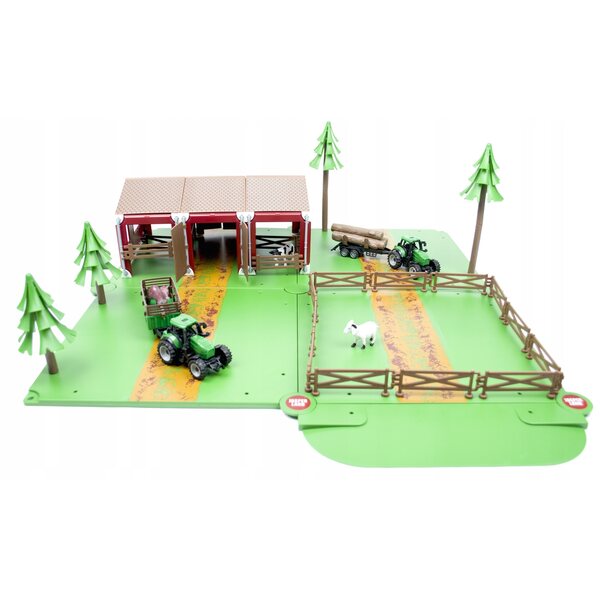 LandToys Großer Bauernhof mit Stall, 2 Traktoren und 102 Elementen für Kinder ab 3 Jahren