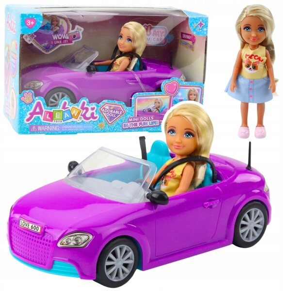 Set Mini-Ankiki-Puppe mit lila Cabriolet-Auto – Kreativspiel für Kinder