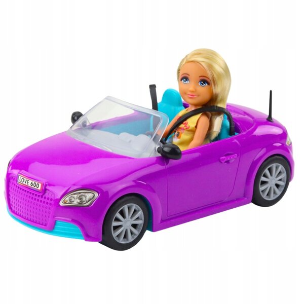 Set Mini-Ankiki-Puppe mit lila Cabriolet-Auto – Kreativspiel für Kinder