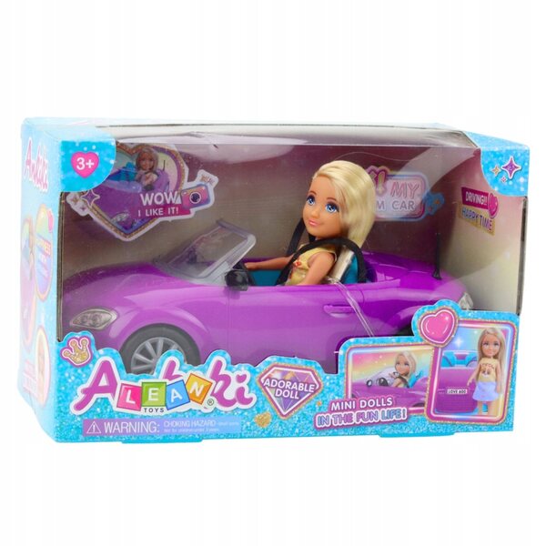 Set Mini-Ankiki-Puppe mit lila Cabriolet-Auto – Kreativspiel für Kinder