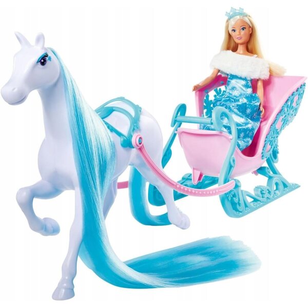 Steffi Love Schneetraumkutsche mit Pferd und Winterschlitten für Kinder