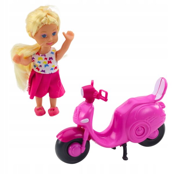 11 cm große Minipuppe mit rosa Roller und Helm – kreatives Spielzeug für Kinder