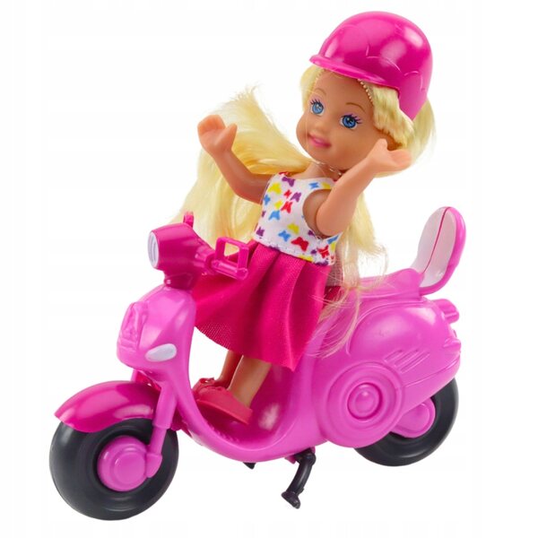 11 cm große Minipuppe mit rosa Roller und Helm – kreatives Spielzeug für Kinder