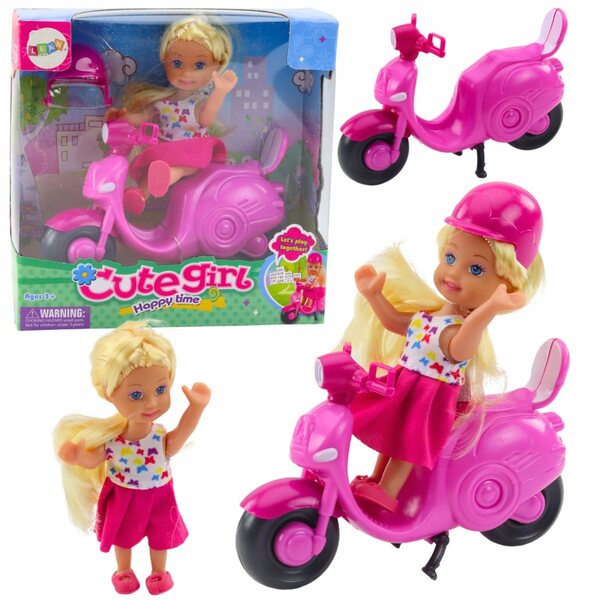 11 cm große Minipuppe mit rosa Roller und Helm – kreatives Spielzeug für Kinder