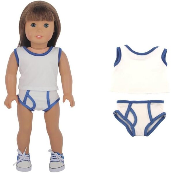 18-Zoll-Puppenkleidung für amerikanische Puppen – 2-teiliges Set aus Weste und Unterwäsche