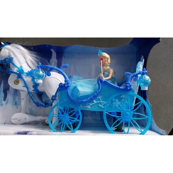 Kabinenkutsche mit Pferd und Prinzessin, neu mit Defekt, Soundeffekten und LEDs