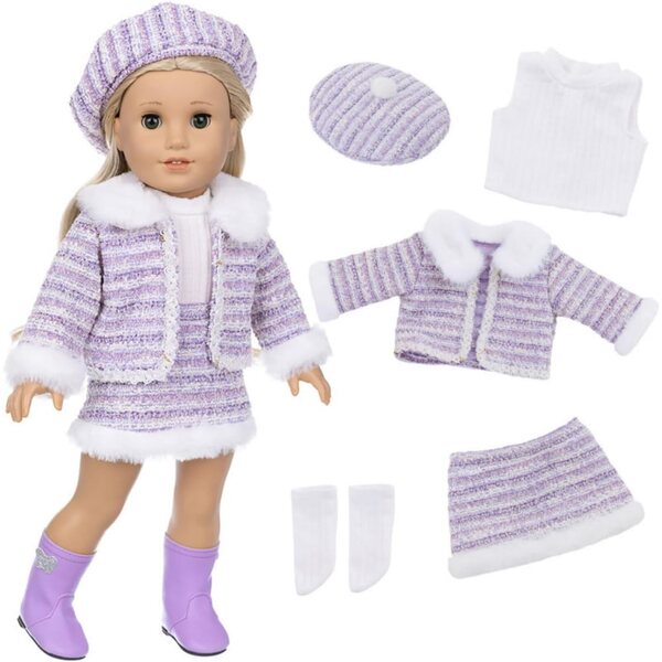 Prinzessinnenkleid-Set für amerikanische Puppen 18" lila ENIXWH