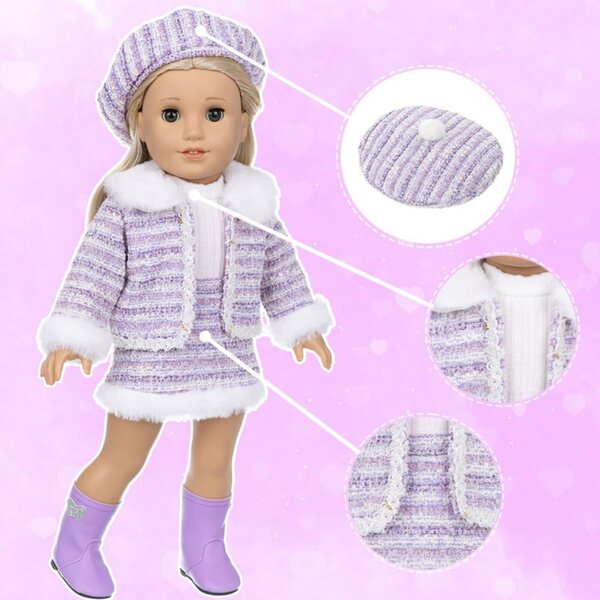 Prinzessinnenkleid-Set für amerikanische Puppen 18" lila ENIXWH