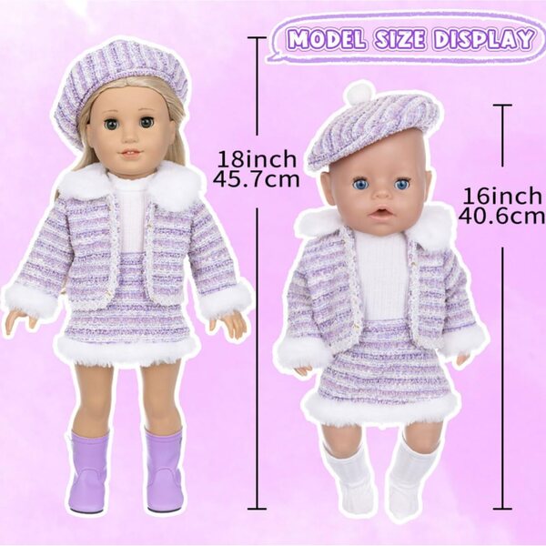 Prinzessinnenkleid-Set für amerikanische Puppen 18" lila ENIXWH