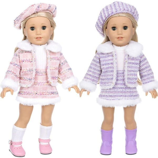 Prinzessinnenkleid-Set für amerikanische Puppen 18" lila ENIXWH