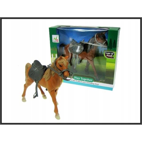 Pferd mit Sattel und Geschirr für 27 cm große Puppen in CE-Box