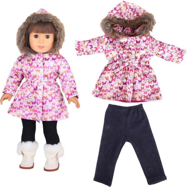 Vestiti Invernali per Bambole Americane 18 Pollici - Set 2 Pezzi con Giacca e Pantaloni