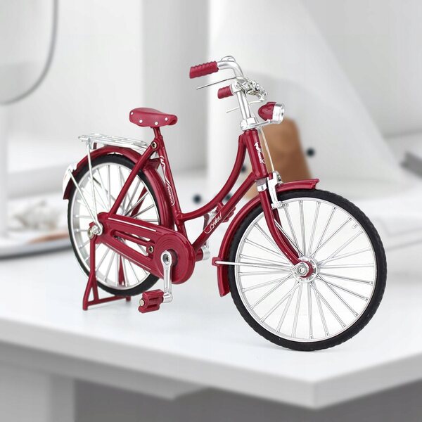 Modello in Metallo di Bicicletta Mountain Bike Rosso per Decorazione e Collezione