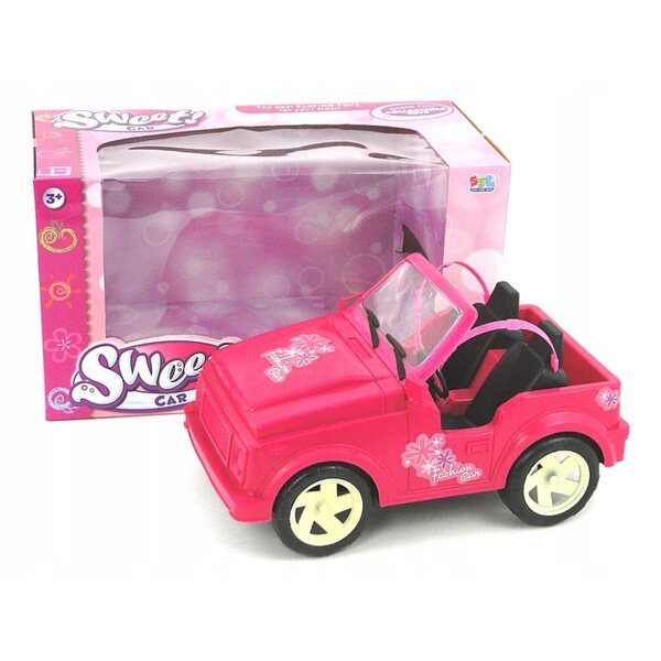 Rosa Jeep Cabriolet Puppenauto ohne Batterien, Spielzeug für Mädchen ab 3 Jahren