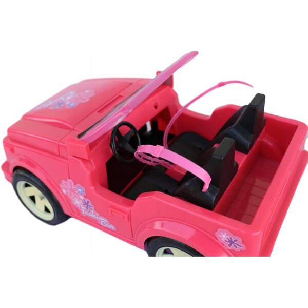 Rosa Jeep Cabriolet Puppenauto ohne Batterien, Spielzeug für Mädchen ab 3 Jahren