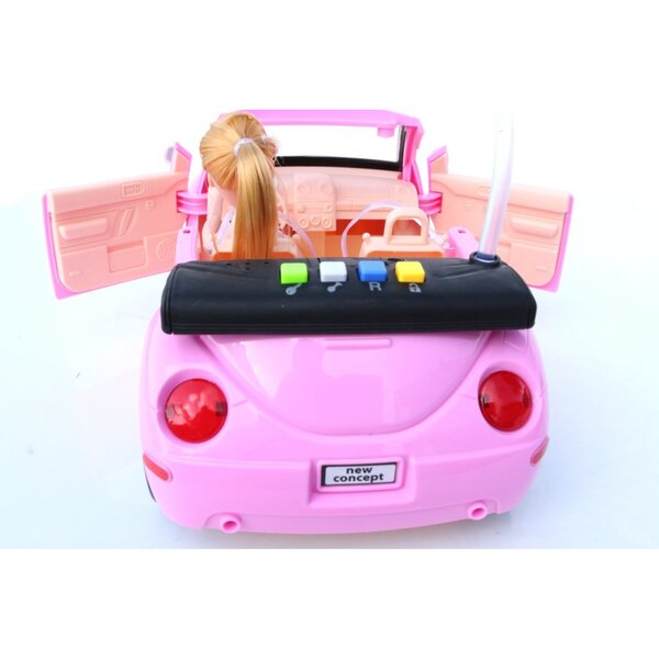 Rosa Jeep Cabriolet Puppenauto ohne Batterien, Spielzeug für Mädchen ab 3 Jahren