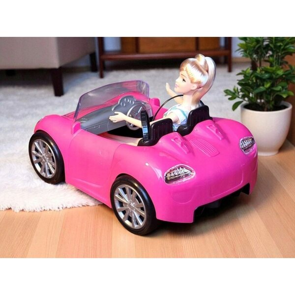 Rosa Cabriolet-Auto für Puppen mit realistischen Details und Doppelsitzen 31 cm