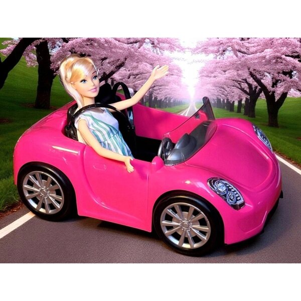 Rosa Cabriolet-Auto für Puppen mit realistischen Details und Doppelsitzen 31 cm