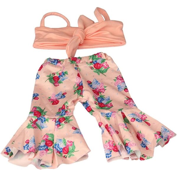 Kleidung für 18-Zoll-amerikanische Puppen – Hose mit Hosenträgern und Schleife, 2-teilig