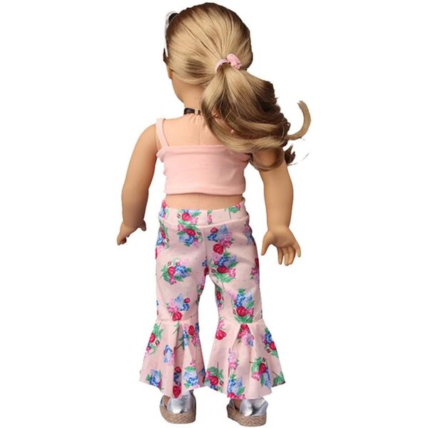 Kleidung für 18-Zoll-amerikanische Puppen – Hose mit Hosenträgern und Schleife, 2-teilig