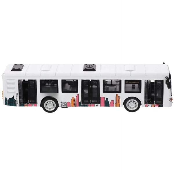 Autobus giocattolo a molla bianco in metallo e plastica per bambini creativi
