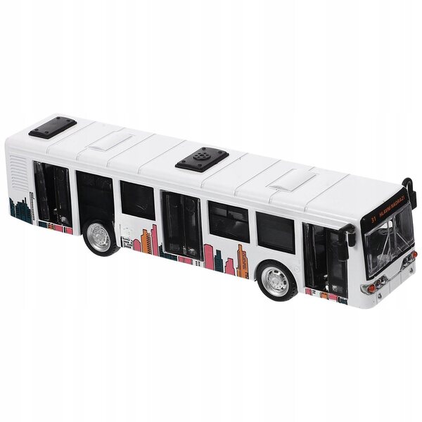 Autobus giocattolo a molla bianco in metallo e plastica per bambini creativi