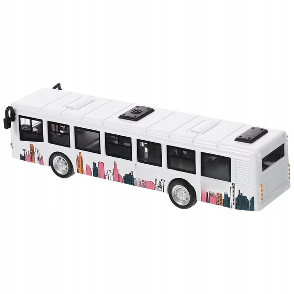 Autobus giocattolo a molla bianco in metallo e plastica per bambini creativi