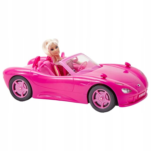 Rosafarbenes Cabriolet-Auto mit Puppe und zwei Sitzen für Kinder ab 3 Jahren