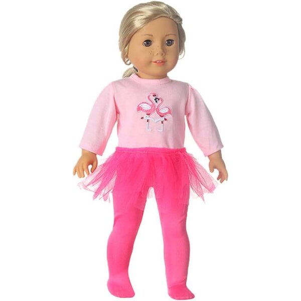 Kleidung für amerikanische Puppen 18 Zoll – Flamingo-Oberteil und -Hose, 2-teiliges Set