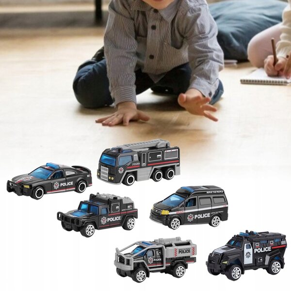 Set mit 6 technischen Automodellen aus Legierung im Maßstab 1:64 für Kinder, realistisches Spielen