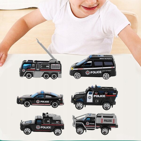 Set mit 6 technischen Automodellen aus Legierung im Maßstab 1:64 für Kinder, realistisches Spielen