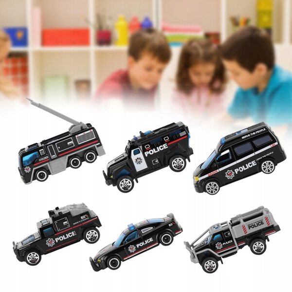 Set mit 6 technischen Automodellen aus Legierung im Maßstab 1:64 für Kinder, realistisches Spielen