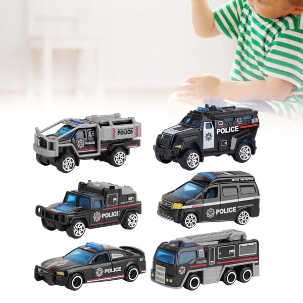 Set mit 6 technischen Automodellen aus Legierung im Maßstab 1:64 für Kinder, realistisches Spielen