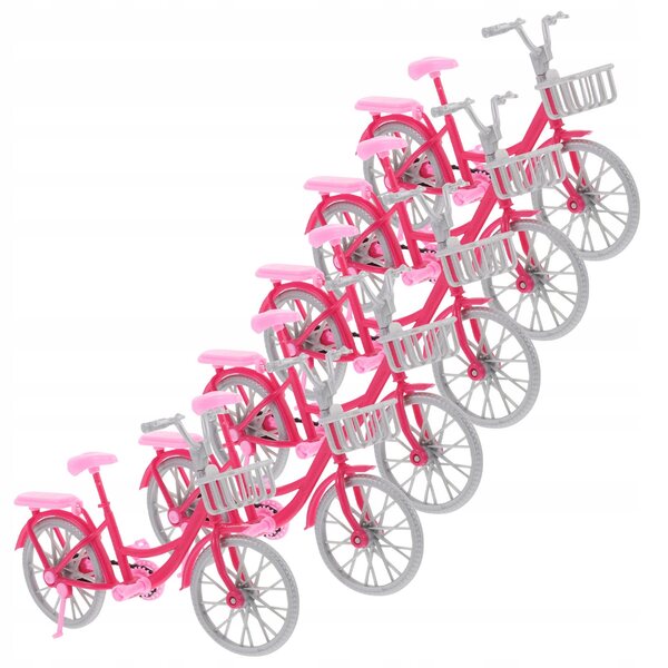 6 rosa Mini-Puppenfahrräder mit interaktivem Spielset mit beweglichen Teilen