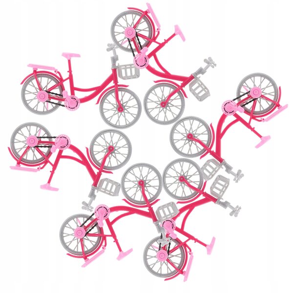 6 rosa Mini-Puppenfahrräder mit interaktivem Spielset mit beweglichen Teilen