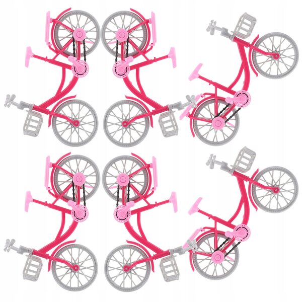 6 rosa Mini-Puppenfahrräder mit interaktivem Spielset mit beweglichen Teilen