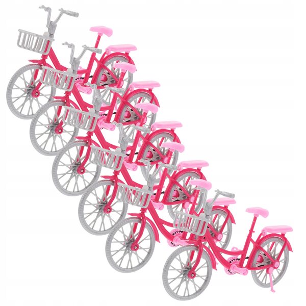6 rosa Mini-Puppenfahrräder mit interaktivem Spielset mit beweglichen Teilen
