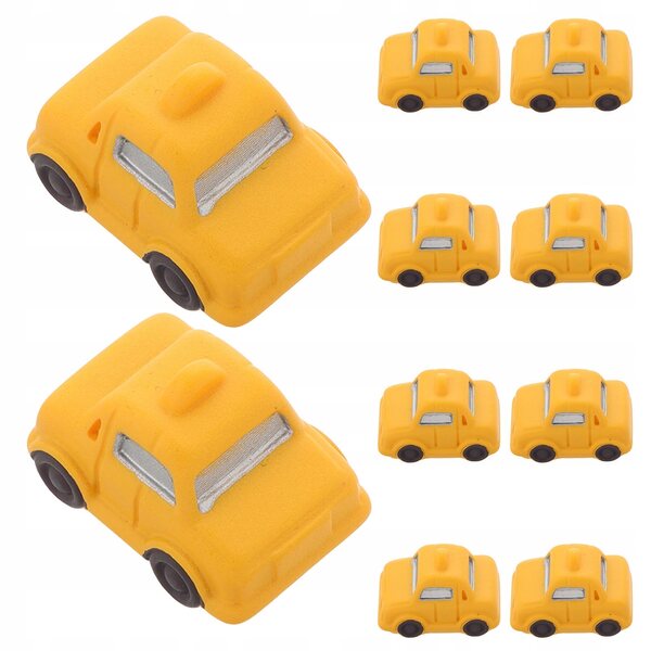10 Mini-Taxis aus gelbem Harz für Dekorationen und Sammlungsmodelle 3,2 x 2,1 cm