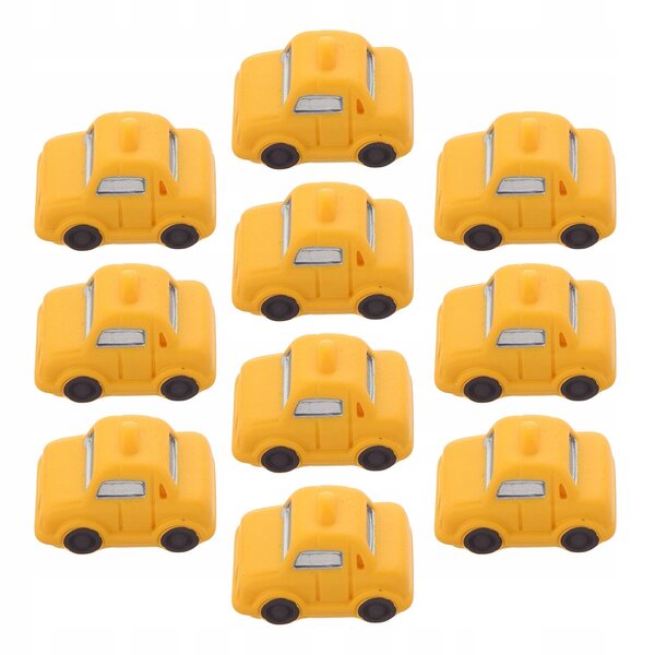 10 Mini-Taxis aus gelbem Harz für Dekorationen und Sammlungsmodelle 3,2 x 2,1 cm