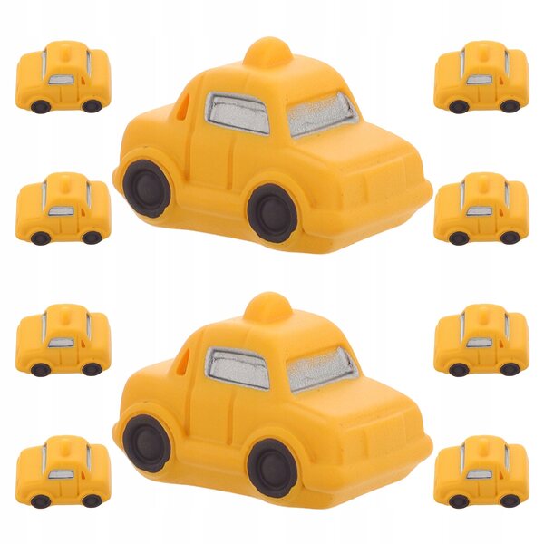 10 Mini-Taxis aus gelbem Harz für Dekorationen und Sammlungsmodelle 3,2 x 2,1 cm