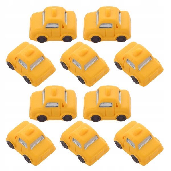 10 Mini-Taxis aus gelbem Harz für Dekorationen und Sammlungsmodelle 3,2 x 2,1 cm