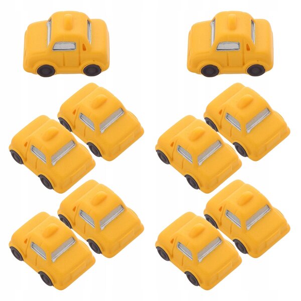 10 Mini-Taxis aus gelbem Harz für Dekorationen und Sammlungsmodelle 3,2 x 2,1 cm
