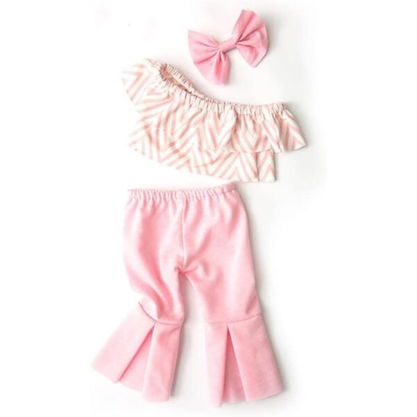 18-Zoll-Vintage-Kleidungsset für amerikanische Puppen, 3-teiliges Set mit ausgestellter Hose, Oberteil und Stirnband