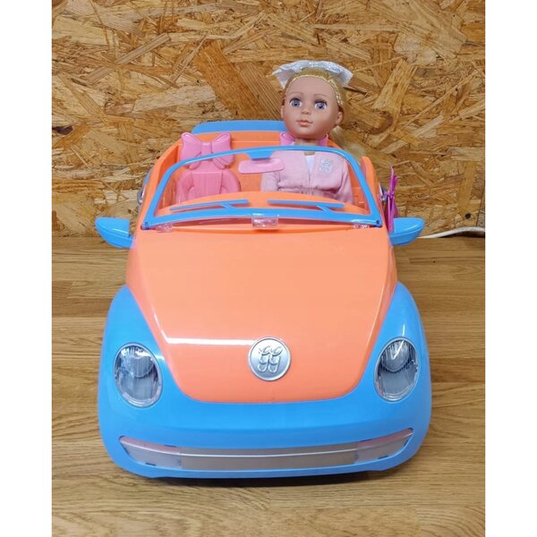 Glitzernde Mädchen Candice mit mehrfarbigem Cabriolet-Auto für Kinder ab 7 Jahren