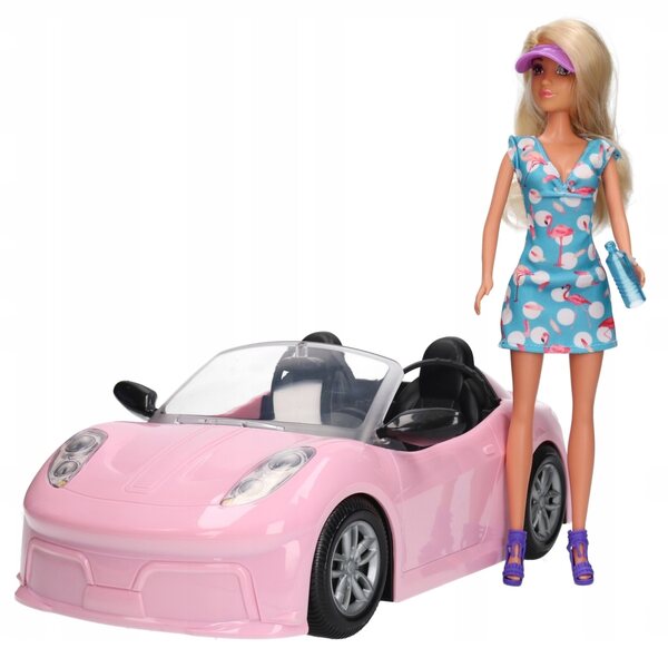 Rosafarbenes Cabriolet mit Anlily-Puppenspielzeugauto für Mädchen ab 3 Jahren
