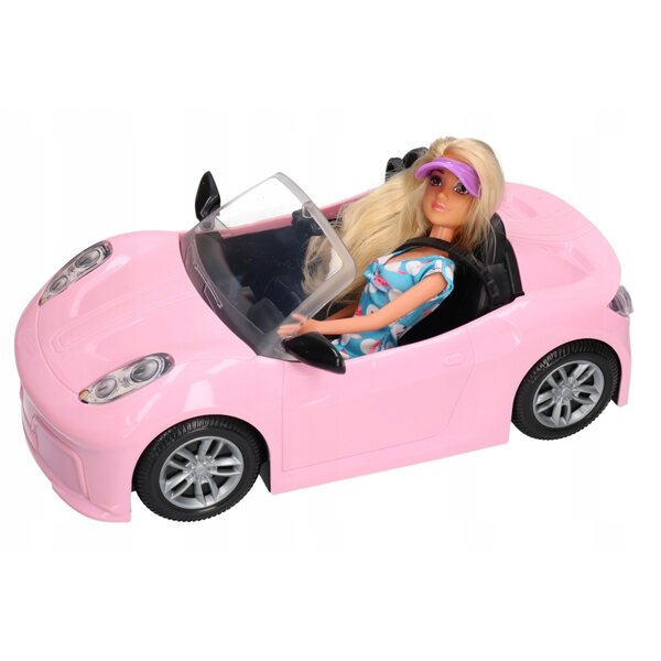 Rosafarbenes Cabriolet mit Anlily-Puppenspielzeugauto für Mädchen ab 3 Jahren