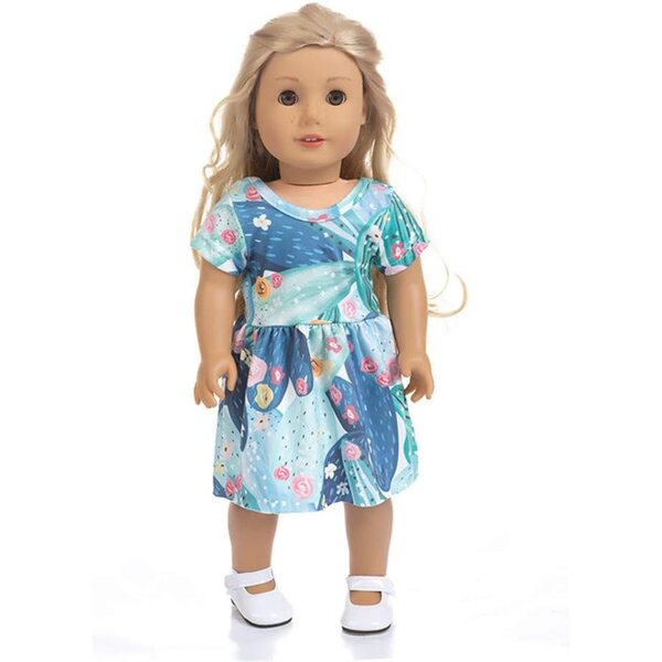Kleidung für amerikanische Puppen 18 Zoll – 2-teiliges Kleid- und Unterwäsche-Set 43–46 cm
