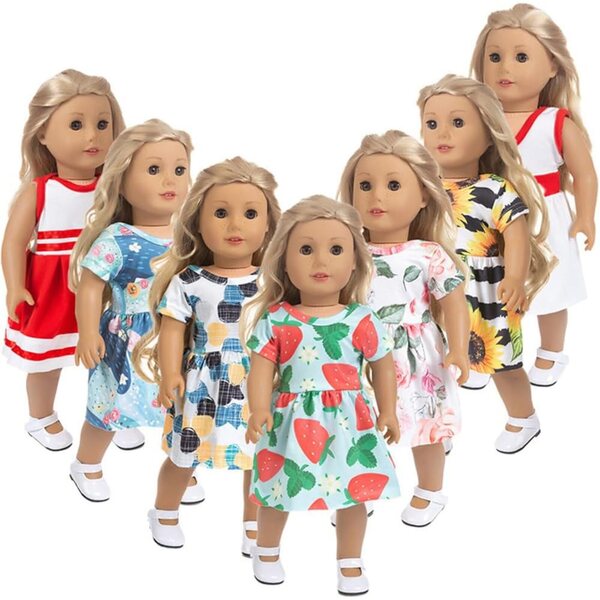 Kleidung für amerikanische Puppen 18 Zoll – 2-teiliges Kleid- und Unterwäsche-Set 43–46 cm