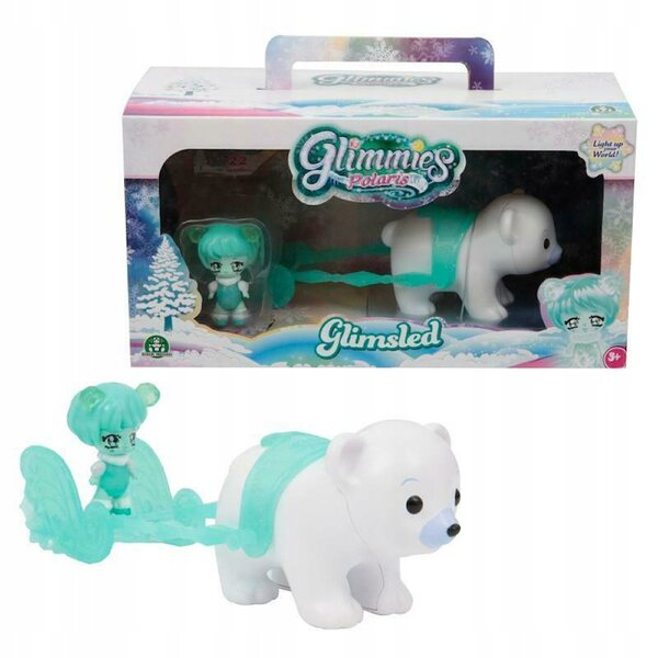 Glimmies Polaris Eisbär mit Schlitten, leuchtendes Spielzeug für Kinder ab 3 Jahren