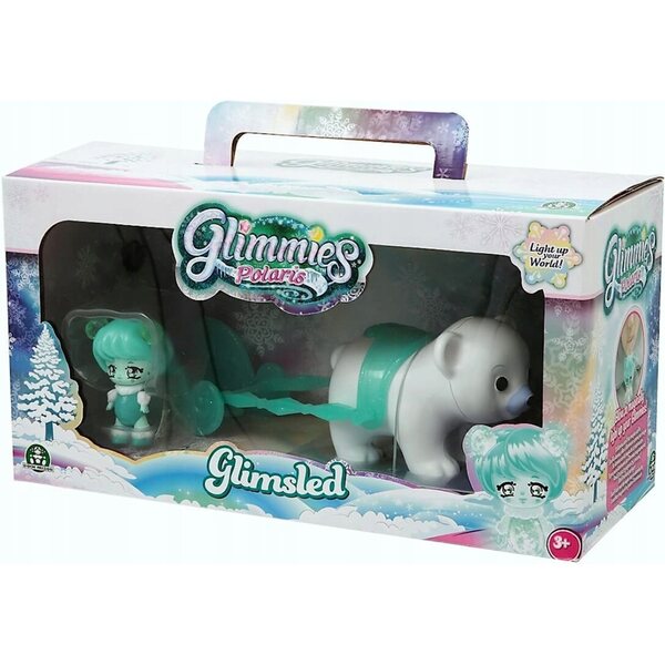 Glimmies Polaris Eisbär mit Schlitten, leuchtendes Spielzeug für Kinder ab 3 Jahren